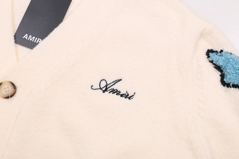 AMRI Cotton V-Neck Bones Cardigan Sweater Apricot