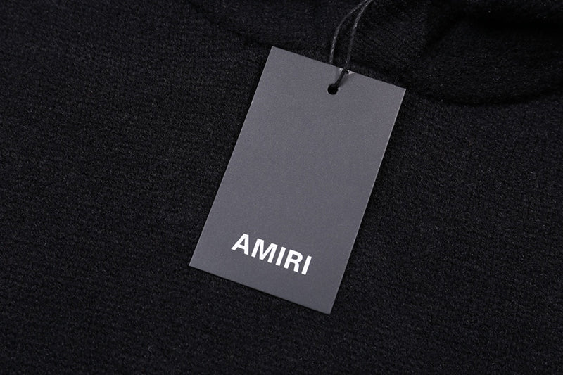 AMRI Cotton V-Neck Bones Cardigan Sweater Black