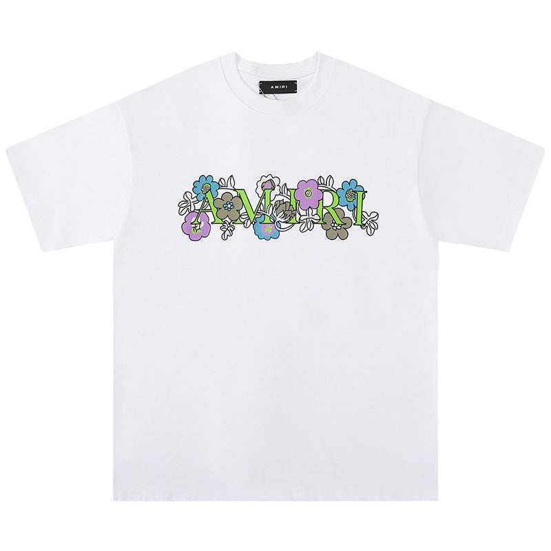 AMRI flower letter logo print T-Shirts