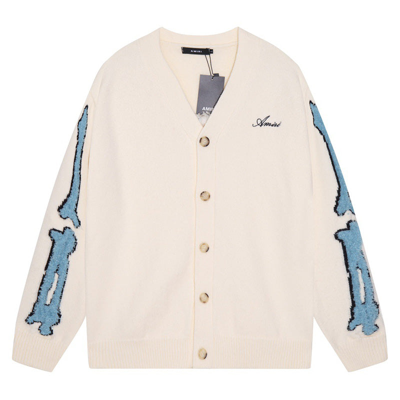 AMRI Cotton V-Neck Bones Cardigan