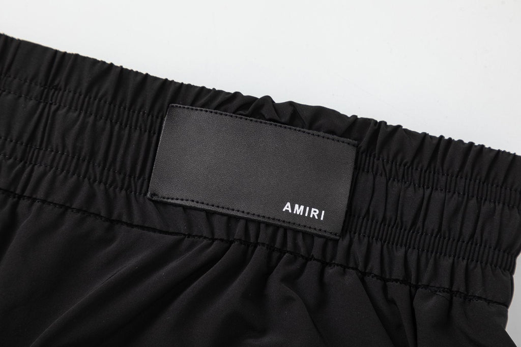 AMRI Pool Cue Straight-Leg Mid-Length Logo-Print Swim Shorts