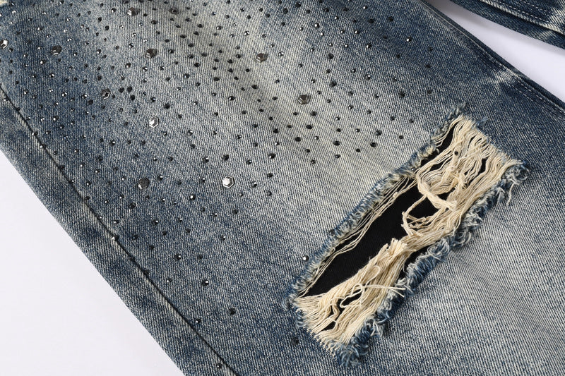 Purple Brand Crystal Diamond Jeans #9131