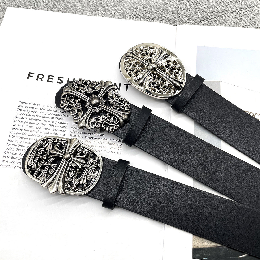 Chh Chrome Heart Belt Cross Hexagram Vine