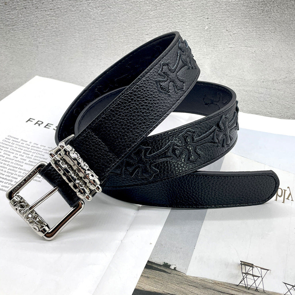 Chh Chrome Heart Belt Colored Cross Flower Lychee Pattern