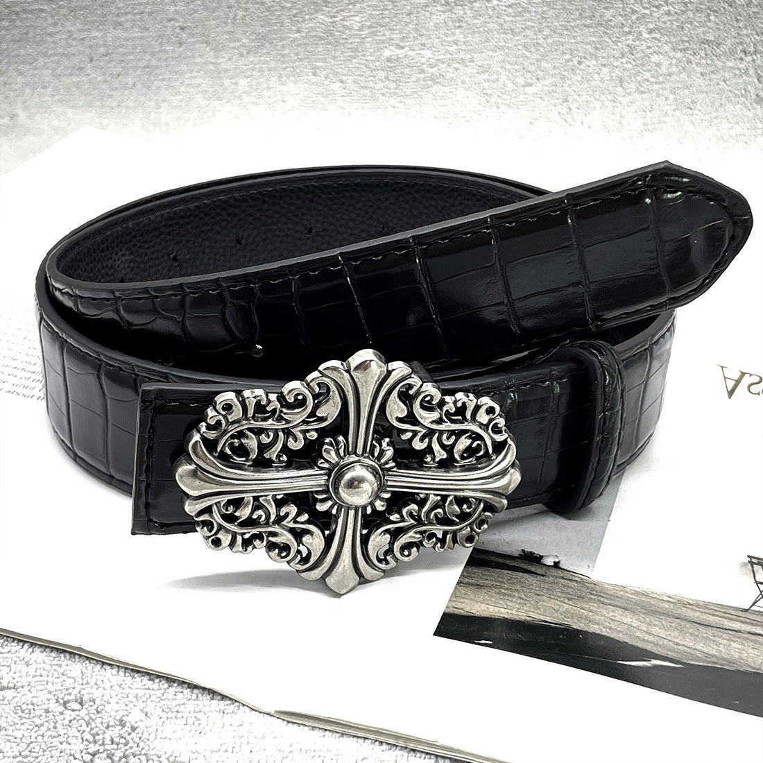 Chh Chrome Heart Belt CH Crocodile Cross
