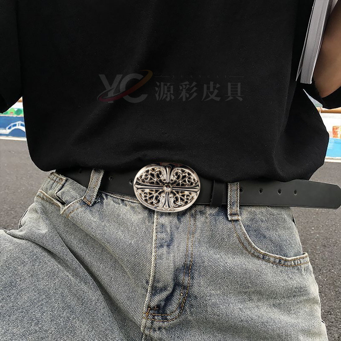 Chh Chrome Heart Belt Cross Leather Casual Versatile