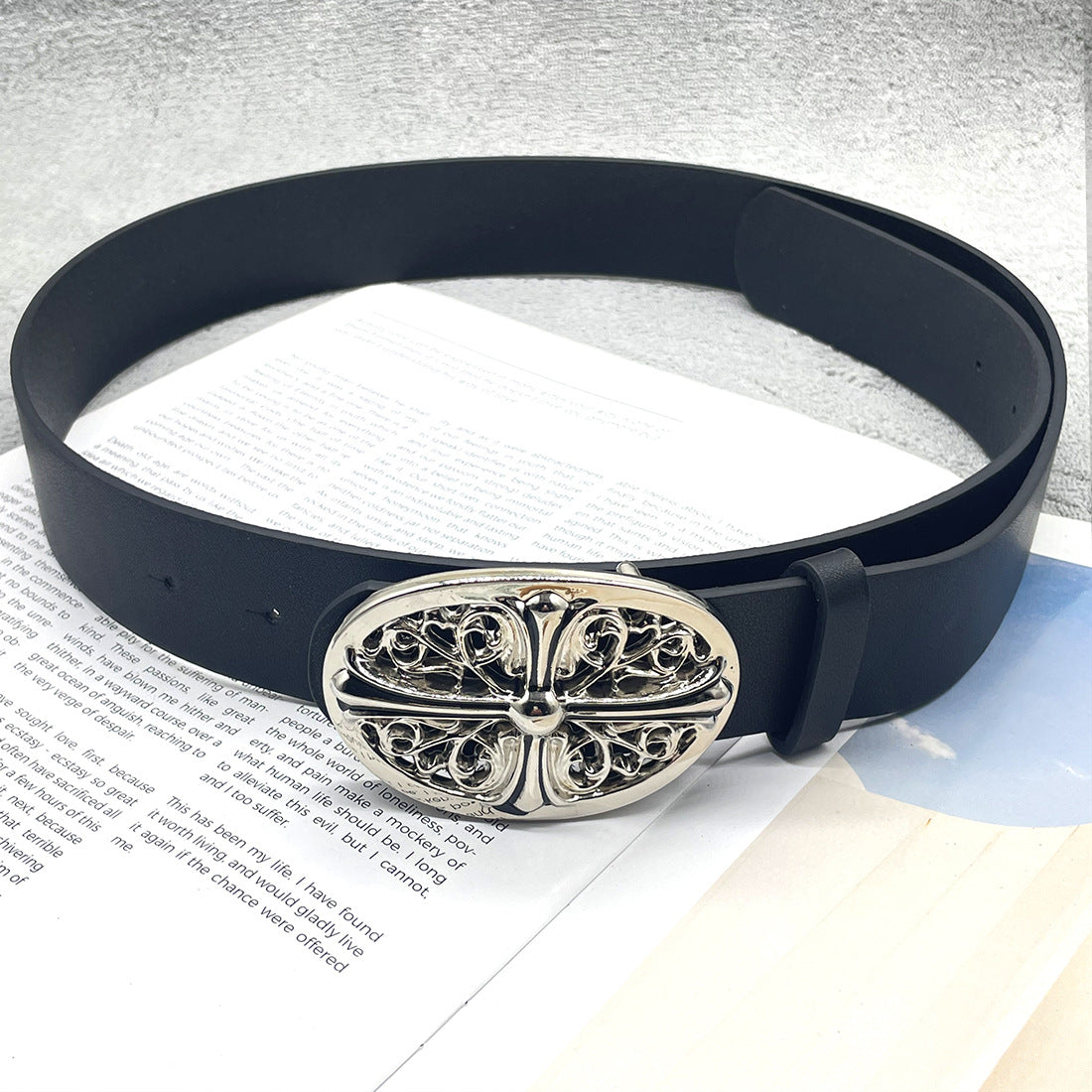 Chh Chrome Heart Belt Cross Leather Casual Versatile