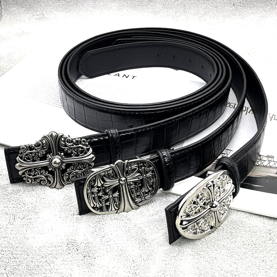 Chh Chrome Heart Belt CH Crocodile Cross