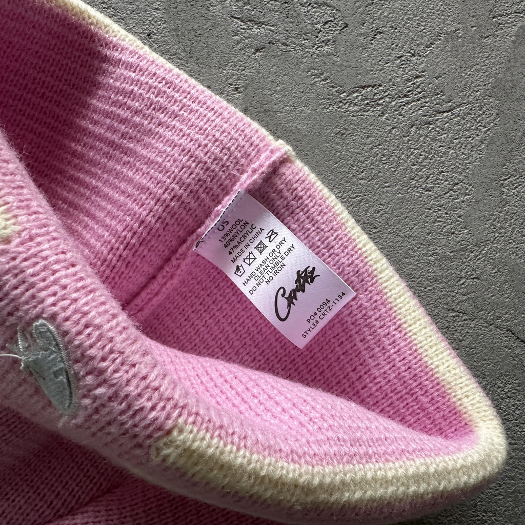 Corteiz Knit Stripe Beanie -Pink